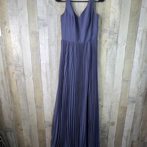 JJ’s House Formal Blue Pleated Fit & Flare Sleeveless Swing Dress